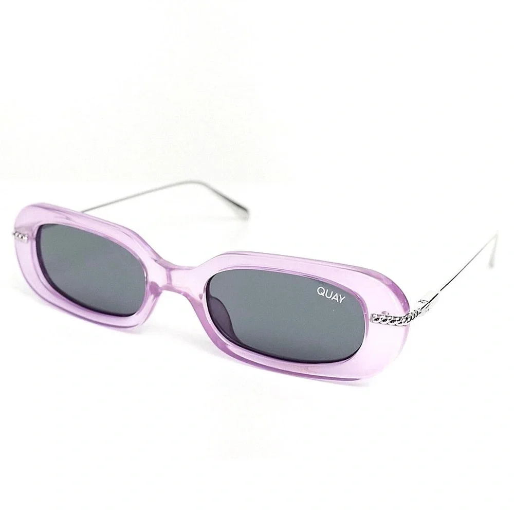 QUAY So Serious Sunglasses Milky Purple & Silver Frame Smoke Lens Retro Y2K NWT